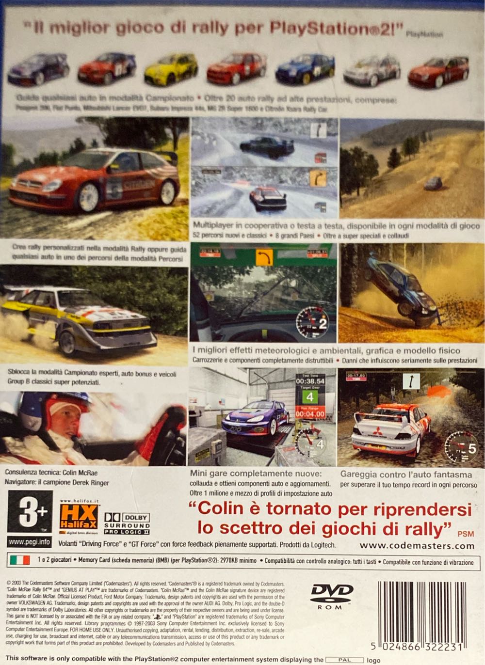 Colin Mc Rae Rally 04 - Sony PlayStation 2 (PS2) (Codemaster - 1-2) video game collectible [Barcode 5024866322231] - Main Image 2