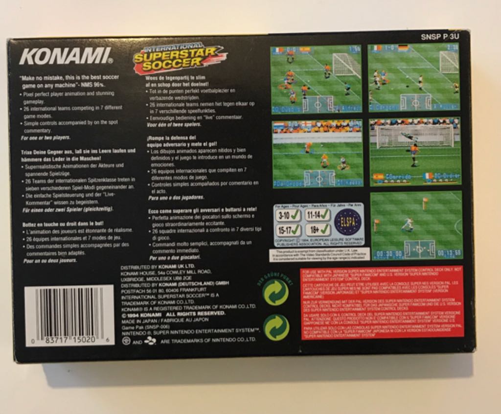 International Superstar Soccer - Nintendo Super Nintendo Entertainment System (SNES) video game collectible - Main Image 2