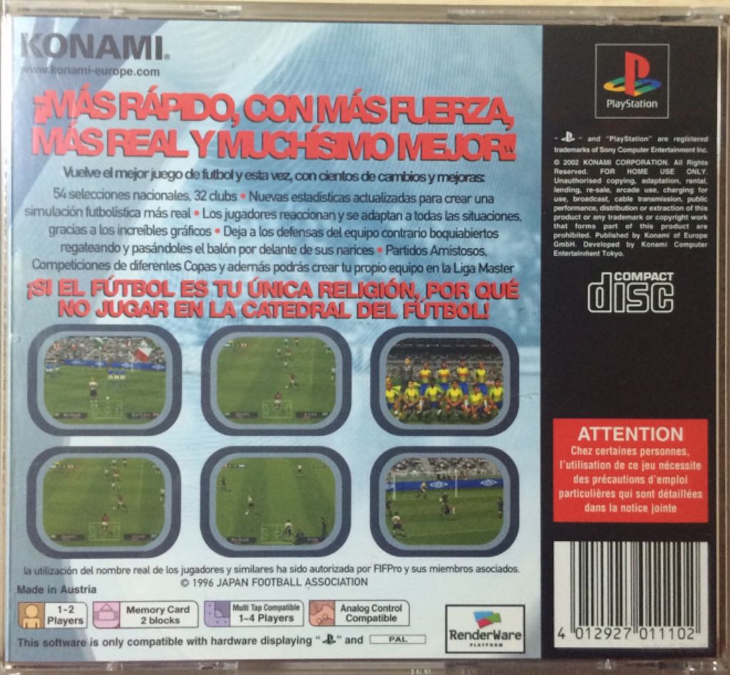 Pro Evolution Soccer 2 - Sony PlayStation (Konami - 4) video game collectible [Barcode 4012927011102] - Main Image 2
