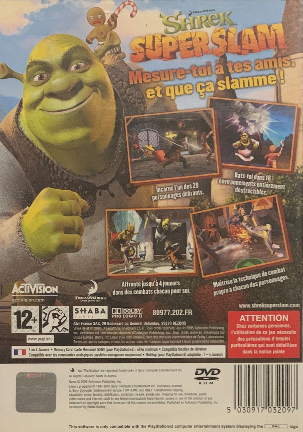 Shrek : SuperSlam - Sony PlayStation 2 (PS2) (Activision Publishing, Inc - 1-2 / 1-4) video game collectible [Barcode 5030917032097] - Main Image 2