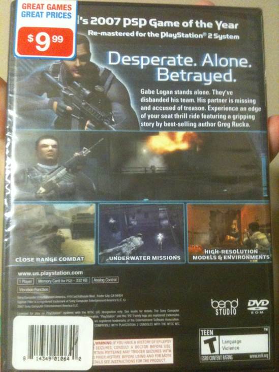 Syphon Filter: Logans Shadow - Sony PlayStation Portable (PSP) video game collectible [Barcode 814349010640] - Main Image 2