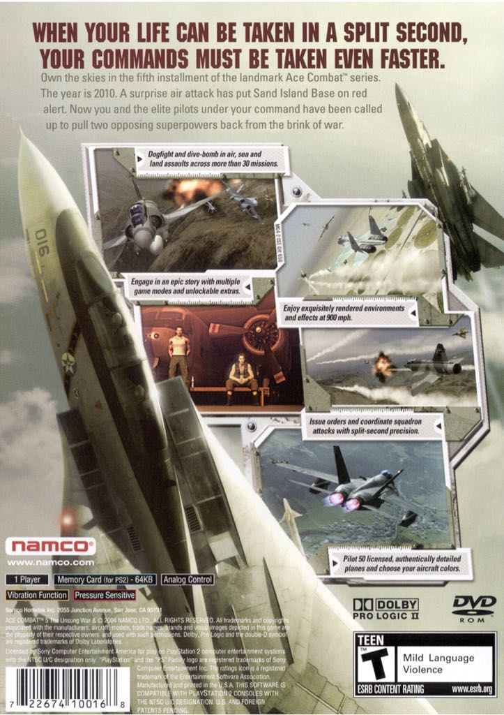 Ace Combat 5: The Unsung War - Sony PlayStation 2 (PS2) (Bandai Namco - CRT) video game collectible - Main Image 2