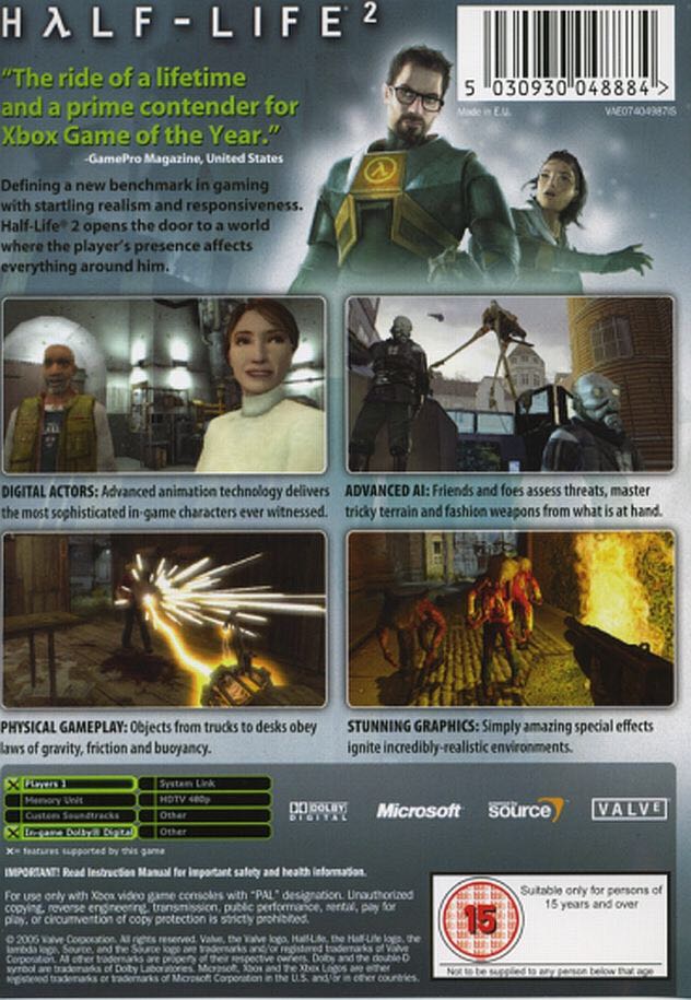 Half-Life 2 - Microsoft Xbox (Valve Corporation) video game collectible [Barcode 5030941048880] - Main Image 2