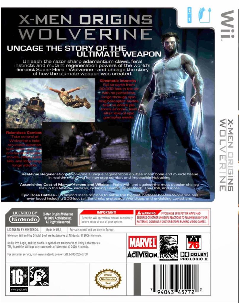 X-MEN ORIGINS WOLVERINE - Nintendo Wii (Activision - 1) video game collectible [Barcode 5030917065675] - Main Image 2