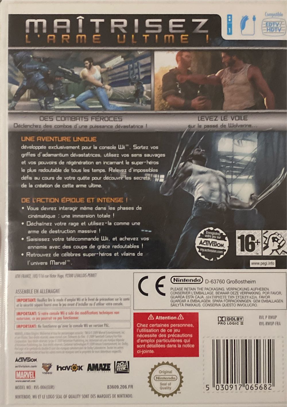 X-Men Origins Wolverine - Nintendo Wii (Activision) video game collectible [Barcode 5030917065682] - Main Image 2