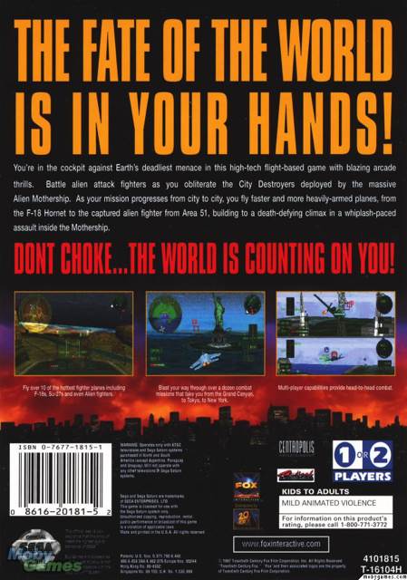 Independence Day - Sega Saturn (Infogrames - 1) video game collectible [Barcode 086162018152] - Main Image 2