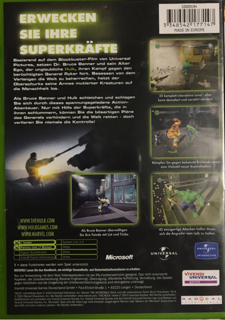 HULK - Microsoft Xbox video game collectible [Barcode 3348542177147] - Main Image 2