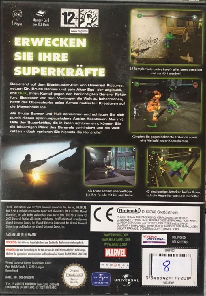Hulk - Nintendo GameCube (Universal Interactive/Marvel Games - 1) video game collectible [Barcode 3348542177208] - Main Image 2