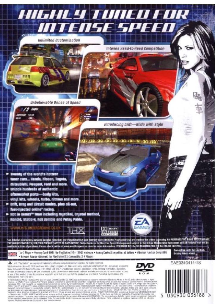 Need For Speed: Underground - Sony PlayStation 2 (PS2) (Electronic Arts/EA Games - 2) video game collectible [Barcode 5030930036188] - Main Image 2