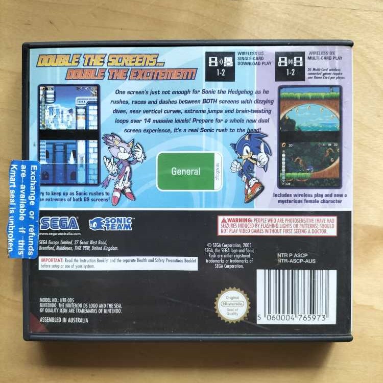 Sonic Rush - Nintendo DS (Sonic Team - 2) video game collectible [Barcode 5060004765973] - Main Image 2