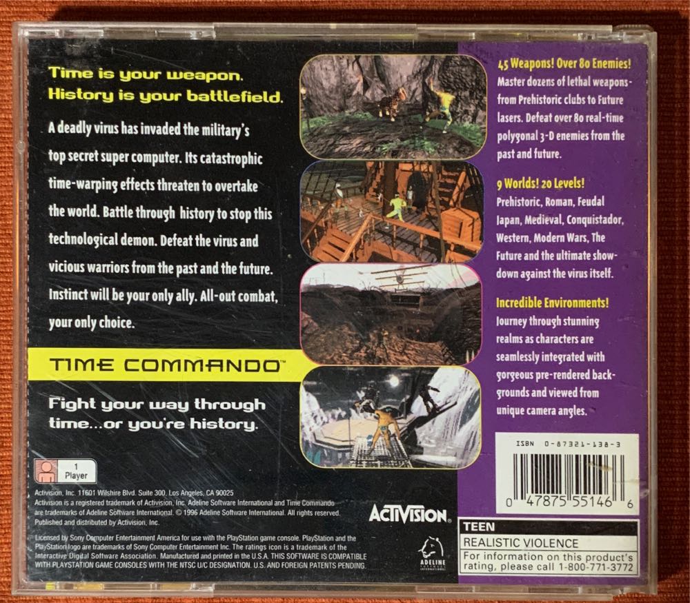 Time Commando - Sony PlayStation (Activision - 1) video game collectible [Barcode 047875551466] - Main Image 2