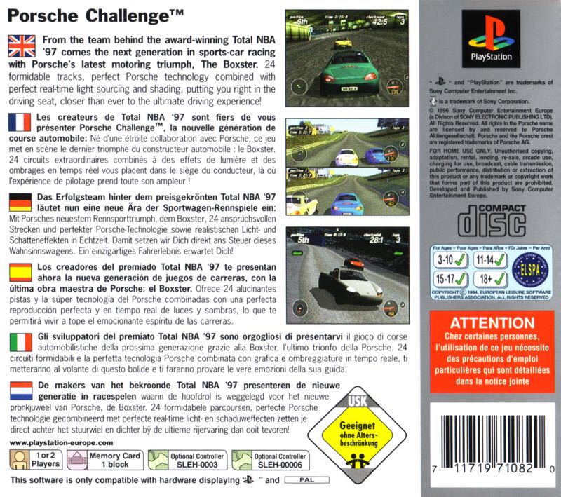 Porsche Challenge - Sony PlayStation (SCEE - 2) video game collectible [Barcode 711719187226] - Main Image 2