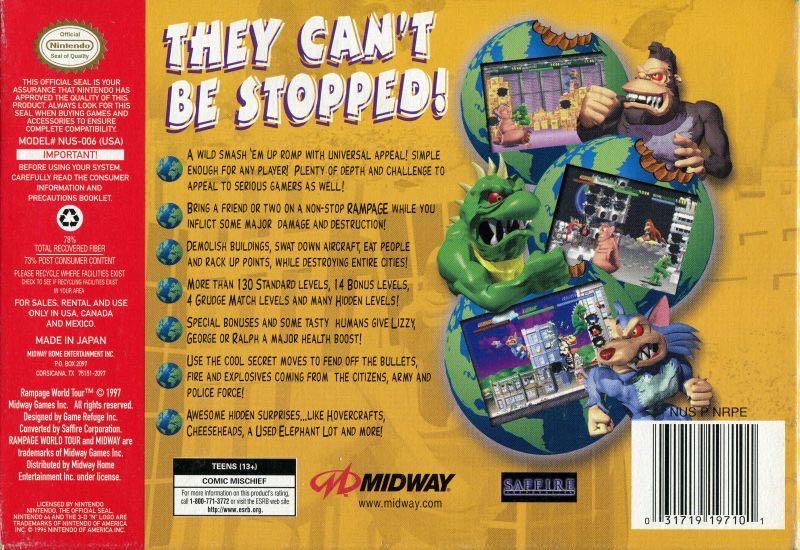 Rampage World Tour - Nintendo 64 (N64) video game collectible [Barcode 5029988002917] - Main Image 2