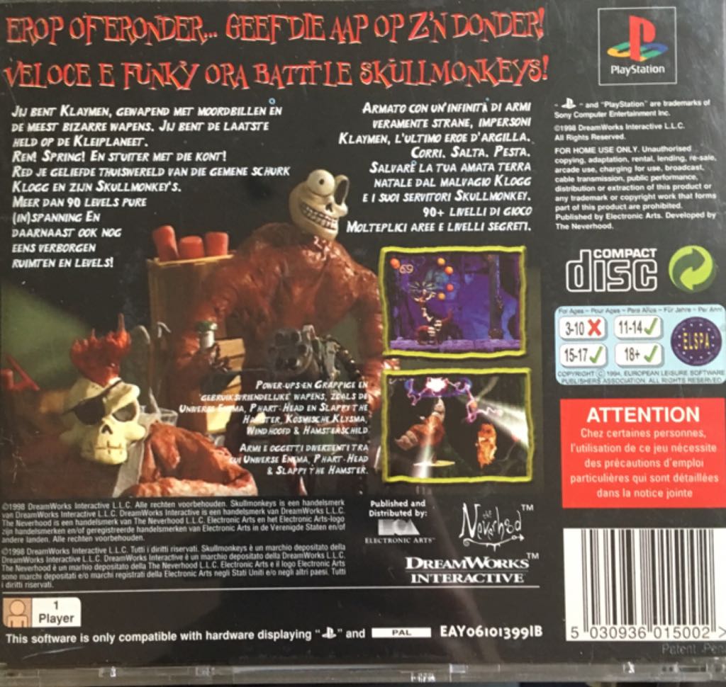 Skullmonkeys - Sony PlayStation video game collectible [Barcode 5030936015002] - Main Image 2