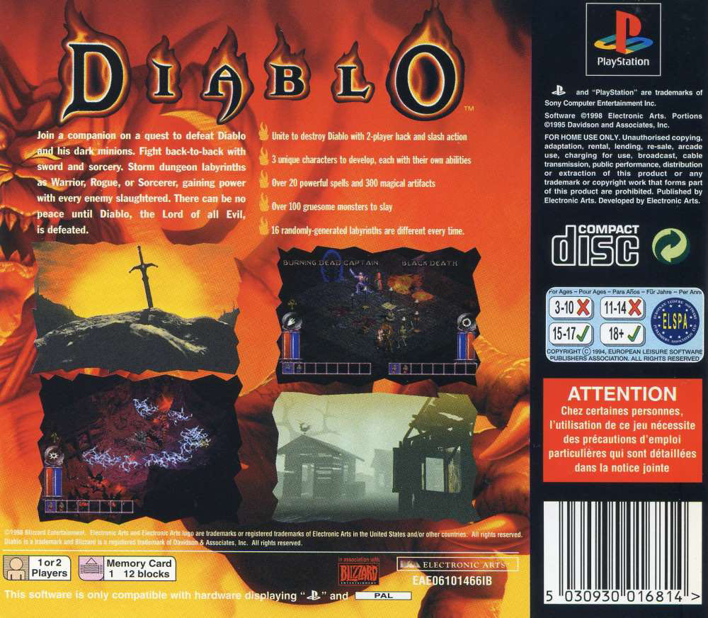 Diablo - Sony PlayStation (Activision Blizzard - 1) video game collectible [Barcode 5030932014085] - Main Image 2