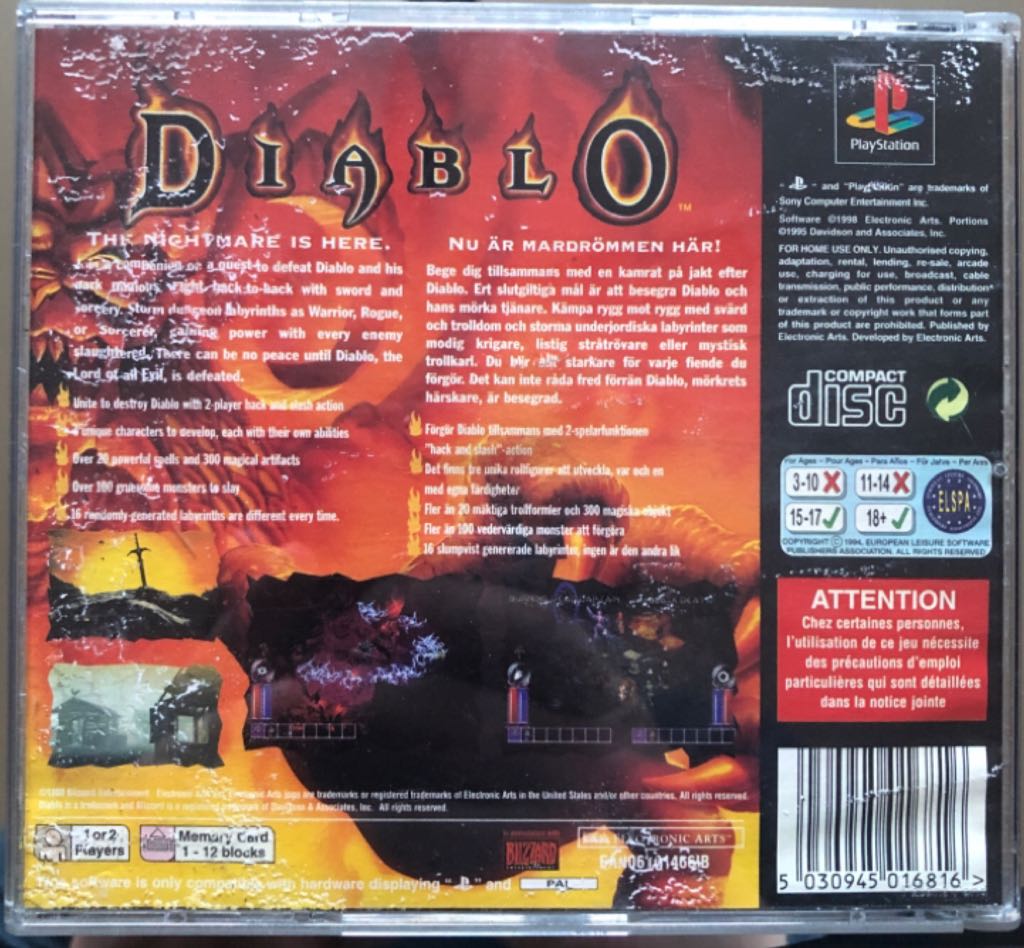 Diablo - Sony PlayStation (Electronic Arts - 1-2) video game collectible [Barcode 5030945016816] - Main Image 2