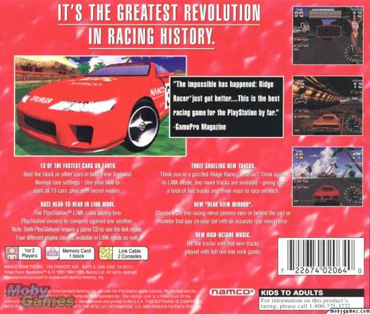Ridge Racer: Revolution - Sony PlayStation (Namco - 2) video game collectible [Barcode 722674020640] - Main Image 2