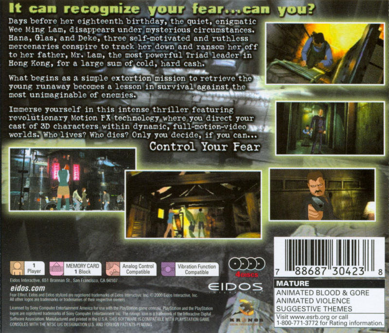 Fear Effect - Sony PlayStation (Eidos Interactive - 1) video game collectible - Main Image 2