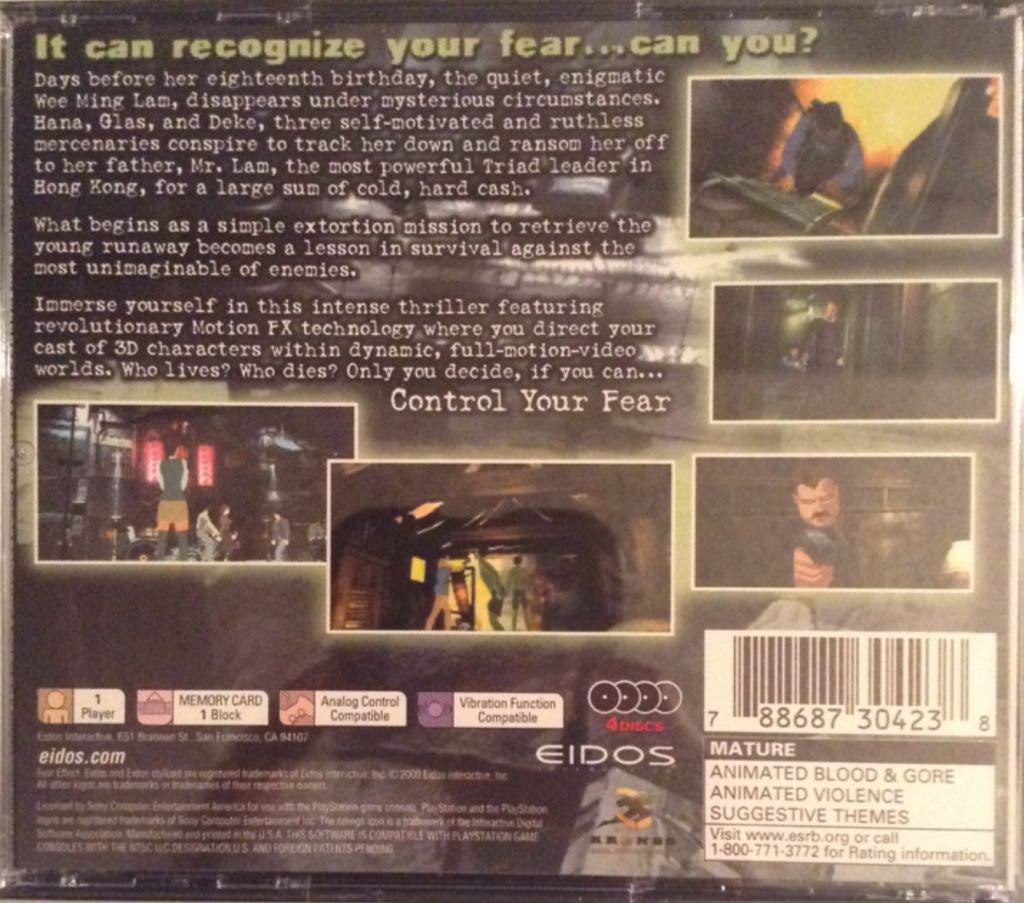 Fear Effect - Sony PlayStation (Eidos Interactive - 1) video game collectible - Main Image 2