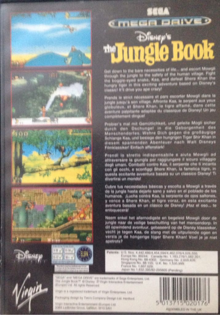 the jungle book - Sega Mega Drive (Virgin) video game collectible [Barcode 5013115080176] - Main Image 2