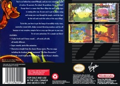 the jungle book - Nintendo Super Nintendo Entertainment System (SNES) (Virgin Interactive - 1) video game collectible - Main Image 2
