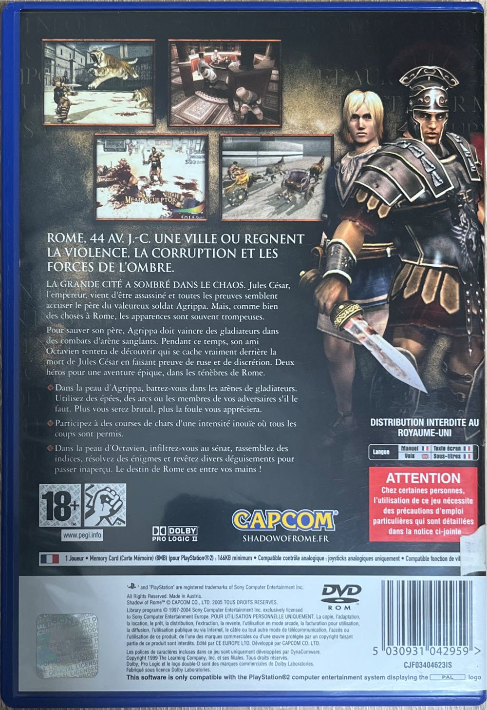 PS2 / Shadow of Rome - Sony PlayStation 2 (PS2) (Capcom - 1) video game collectible [Barcode 5030931042959] - Main Image 2