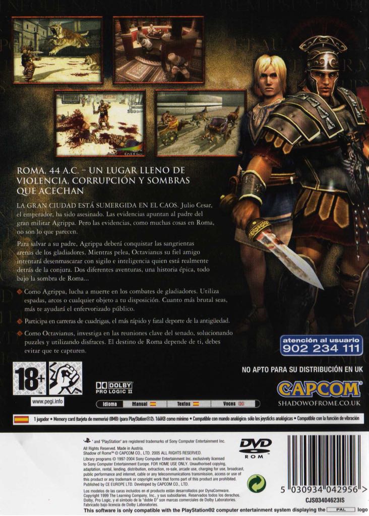 Shadow of Rome - Sony PlayStation 2 (PS2) (Capcom - 1) video game collectible [Barcode 5030934042956] - Main Image 2