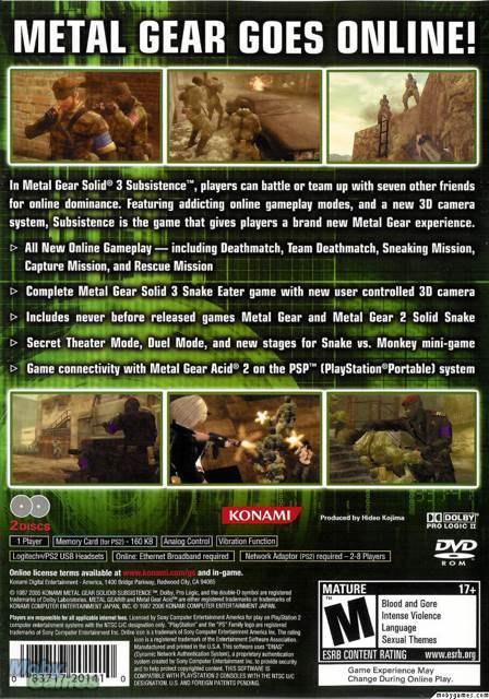 Metal Gear Solid 3 - Subsistence - Sony PlayStation 2 (PS2) (Konami - 1) video game collectible [Barcode 4012927029800] - Main Image 2