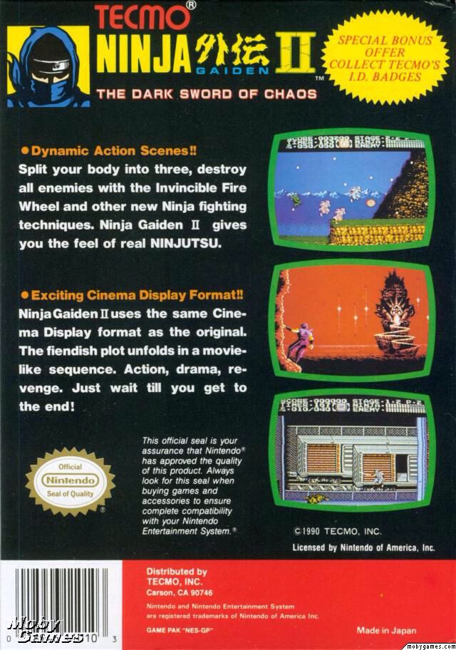 Ninja Gaiden II - Nintendo Entertainment System (NES) video game collectible - Main Image 2