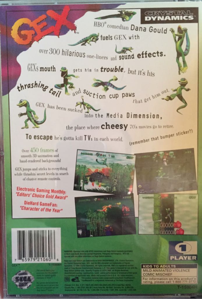 Gex - Sega Saturn (Crystal Dynamics - 1) video game collectible [Barcode 765979210606] - Main Image 2