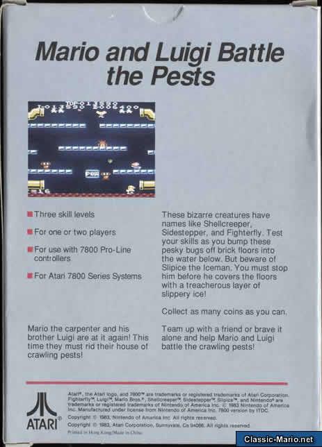 Mario Bros. - Atari 2600 (Atari Corp. - 2) video game collectible [Barcode 0077000500748] - Main Image 2