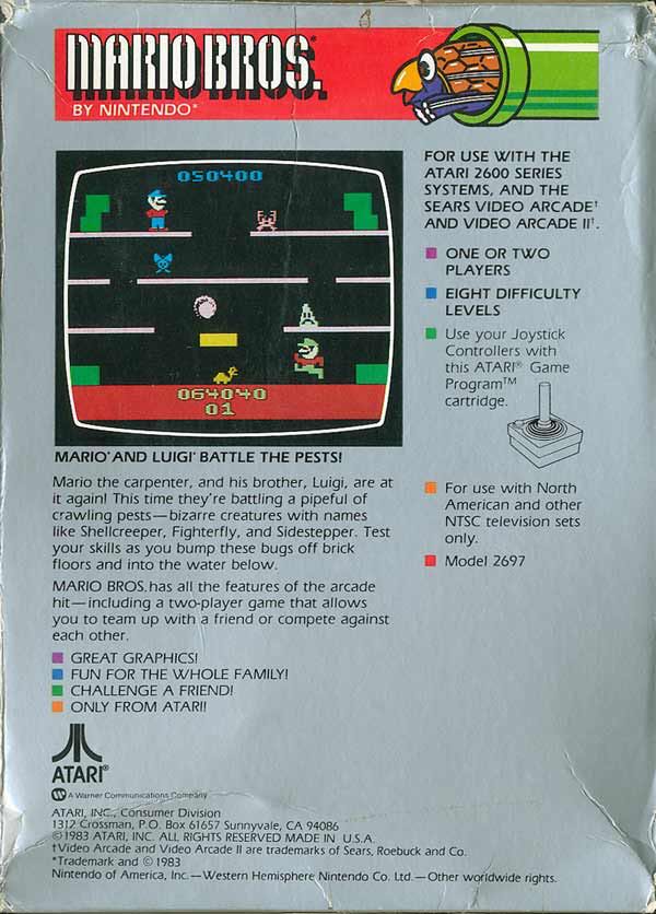 Mario Bros. - Atari 2600 (Atari - 2) video game collectible - Main Image 2