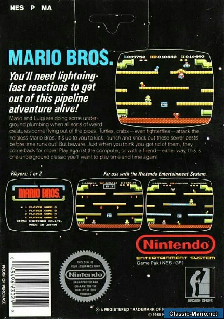 Mario Bros. - Nintendo Entertainment System (NES) (1986, Nintendo - 2) video game collectible - Main Image 2