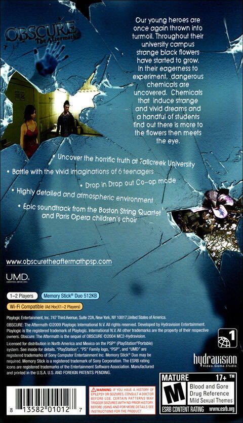 Obscure: The Aftermath - Sony PlayStation Portable (PSP) (Playlogic - 1) video game collectible [Barcode 813582010127] - Main Image 2