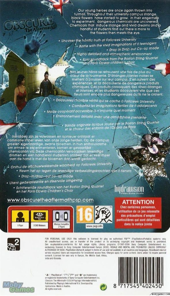 Obscure: The Aftermath - Sony PlayStation Portable (PSP) (Playlogic - 1) video game collectible [Barcode 8717545402450] - Main Image 2