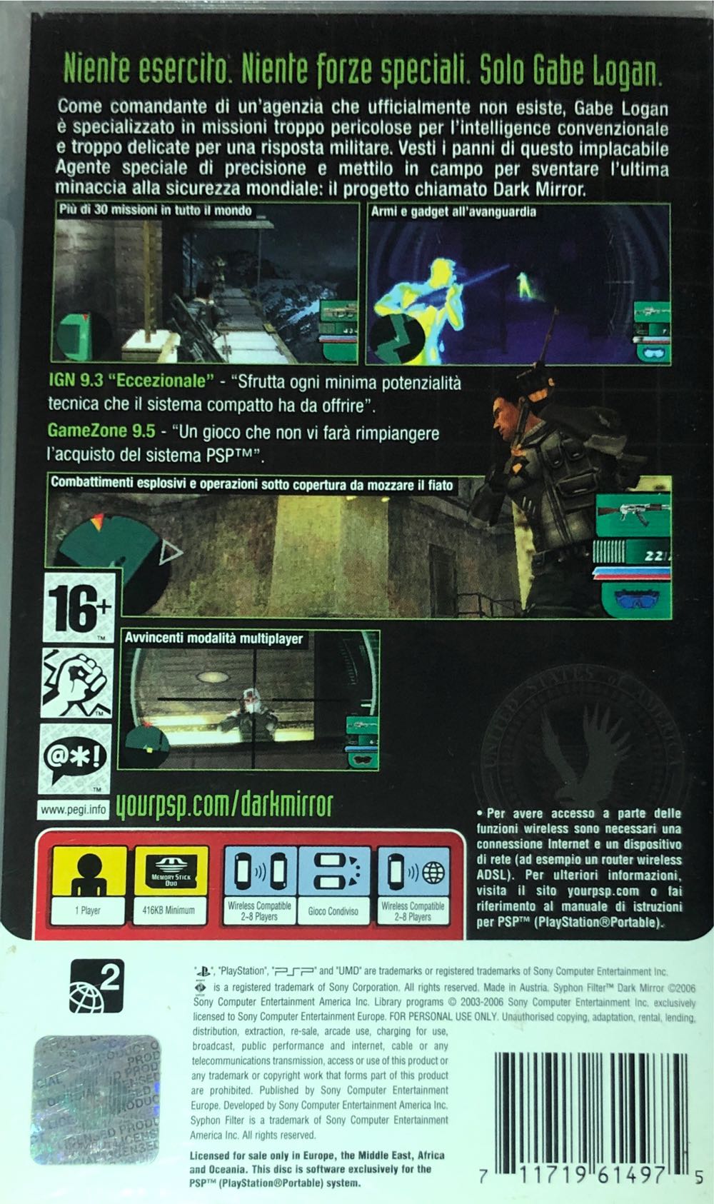 Syphon Filter Dark Mirror - Sony PlayStation Portable (PSP) (Sony Computer Entertainment - 1) video game collectible [Barcode 711719614975] - Main Image 2