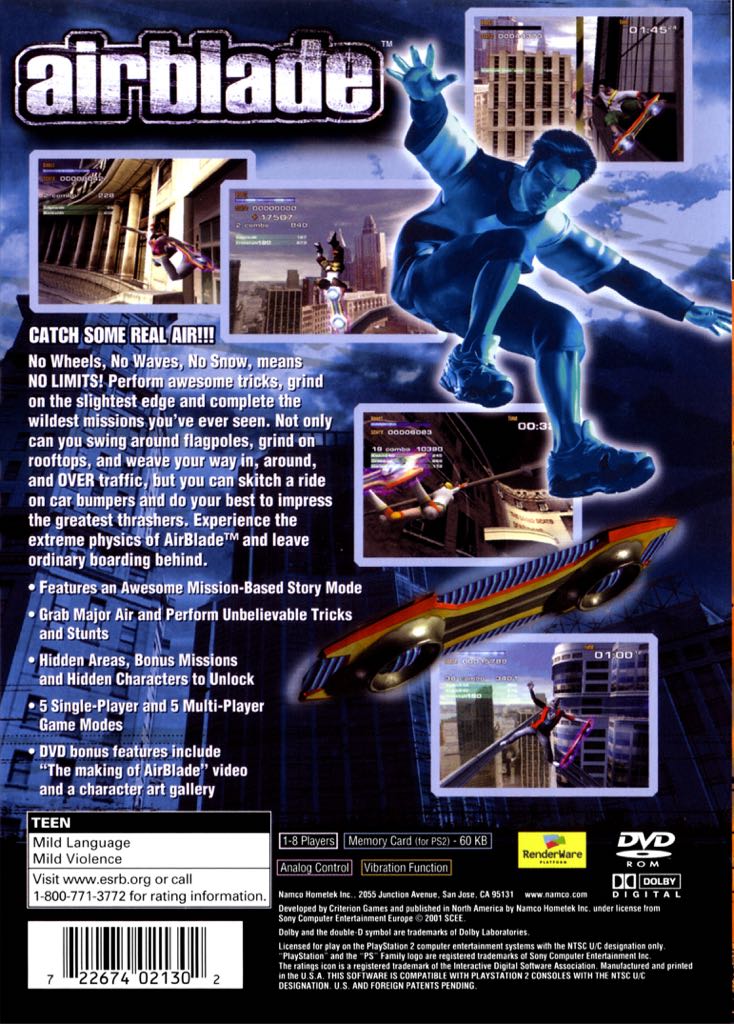 Airblade - Sony PlayStation 2 (PS2) (Namco - 1) video game collectible [Barcode 711719296423] - Main Image 2
