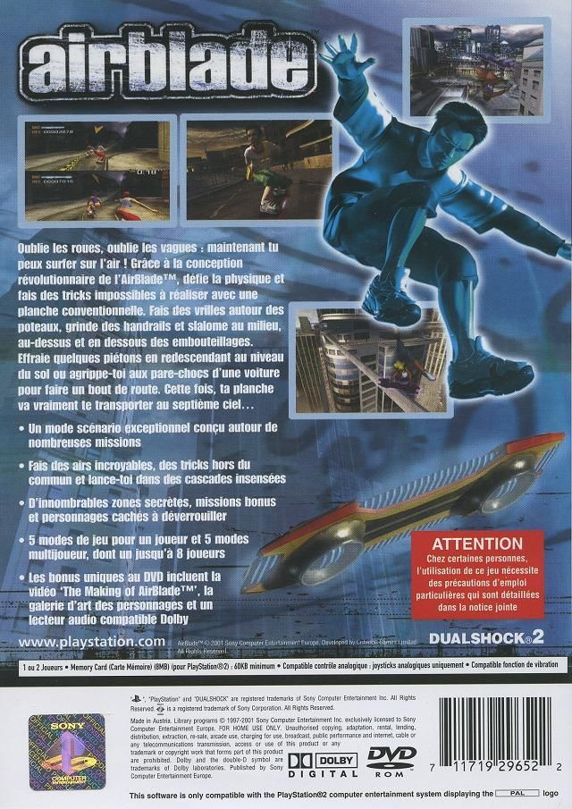 Airblade - Sony PlayStation 2 (PS2) (Namco - 1-6) video game collectible [Barcode 711719296522] - Main Image 2