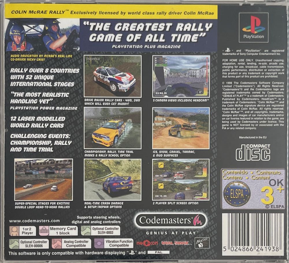 Colin McRae Rally - Sony PlayStation (Sony Computer Entertainment - 1) video game collectible [Barcode 5024866241938] - Main Image 2
