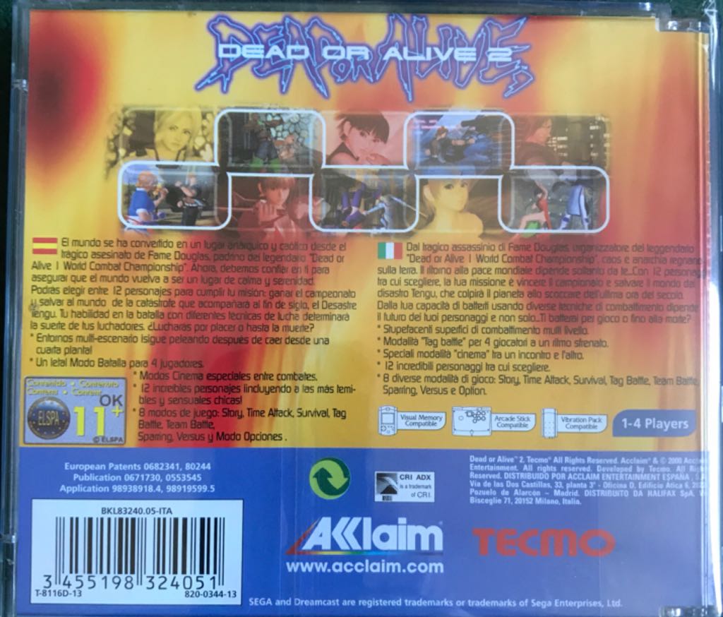 Dead or Alive 2 - Sega Dreamcast (1-4) video game collectible [Barcode 3455198324051] - Main Image 2