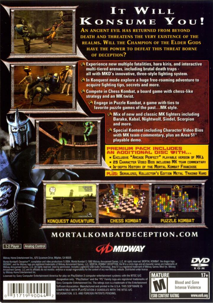 Mortal Kombat Deception - Microsoft Xbox (Midway) video game collectible [Barcode 5037930081323] - Main Image 2