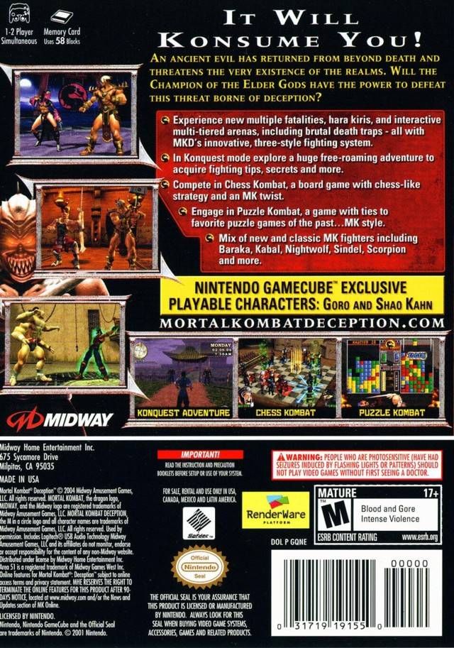 Mortal Kombat: Deception - Sony PlayStation 2 (PS2) (Midway - 2) video game collectible - Main Image 2
