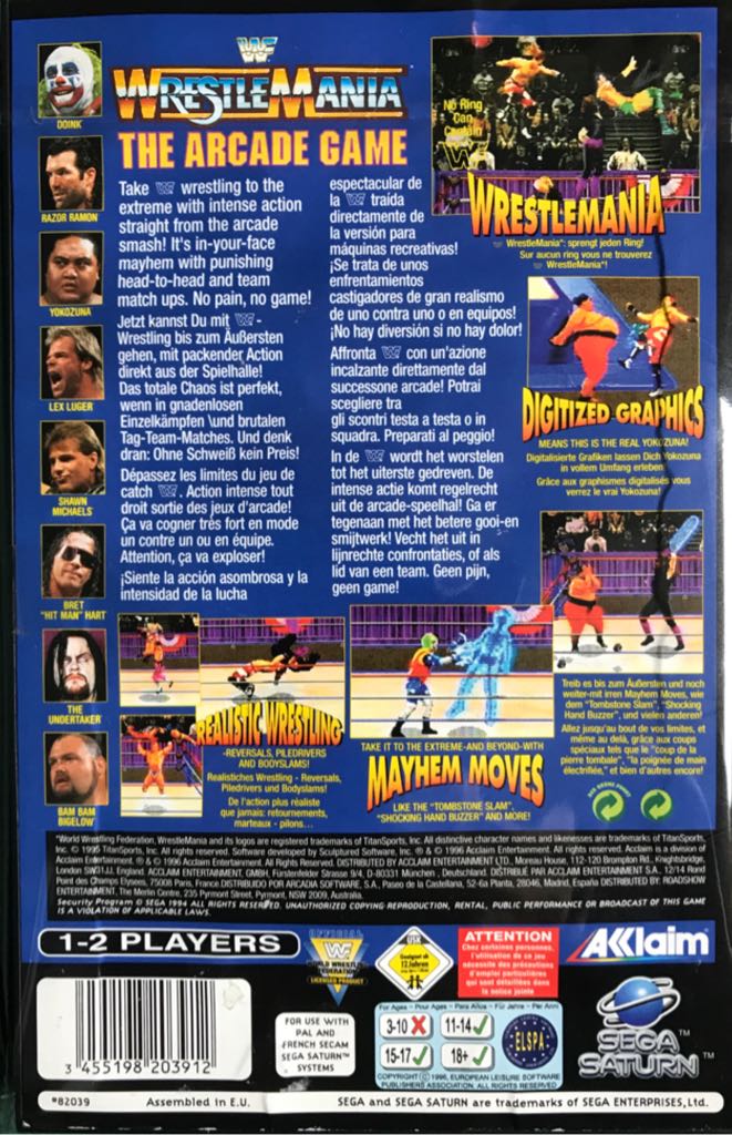 WWF Wrestlemania: The Arcade Game - Sega Saturn video game collectible [Barcode 3455198203912] - Main Image 2