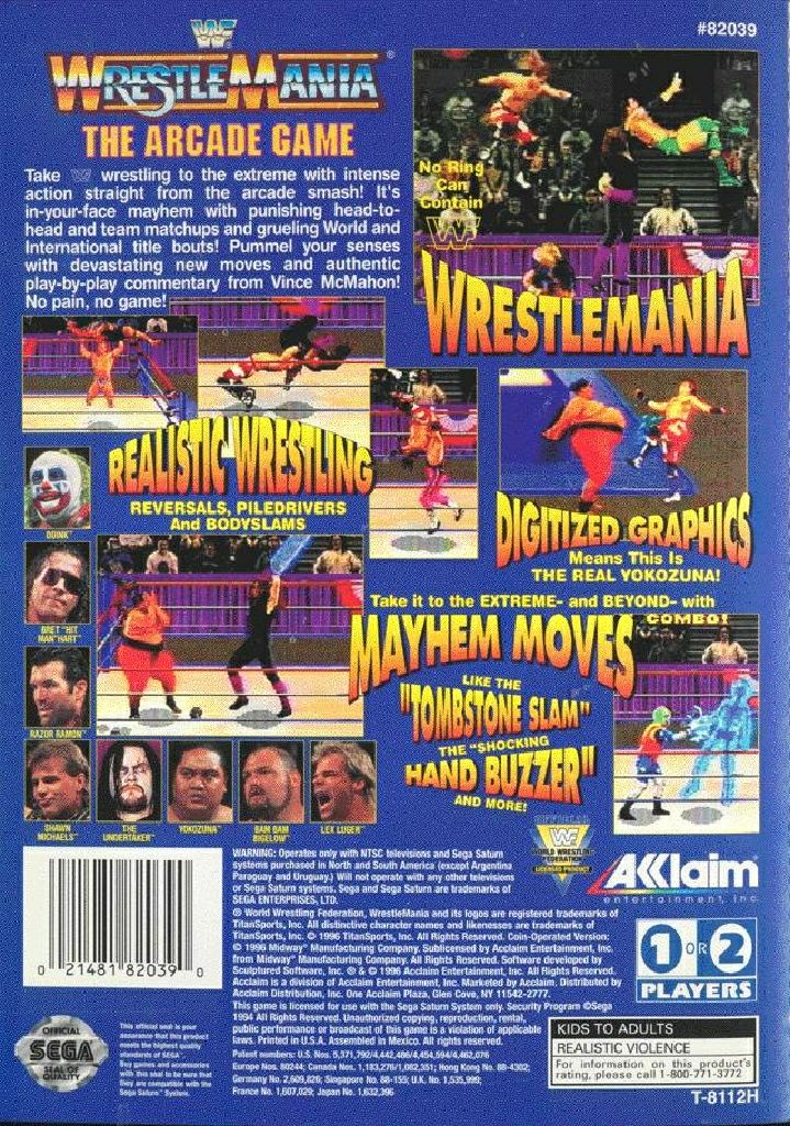 WWF Wrestlemania: The Arcade Game - Sega Genesis (Mega Drive) video game collectible - Main Image 2
