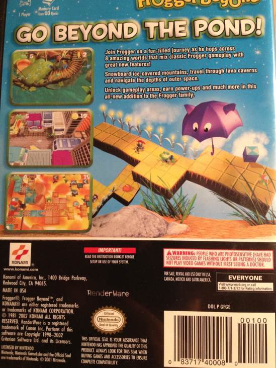 Frogger Beyond - Nintendo GameCube (Renderware - 1) video game collectible [Barcode 083717400080] - Main Image 2