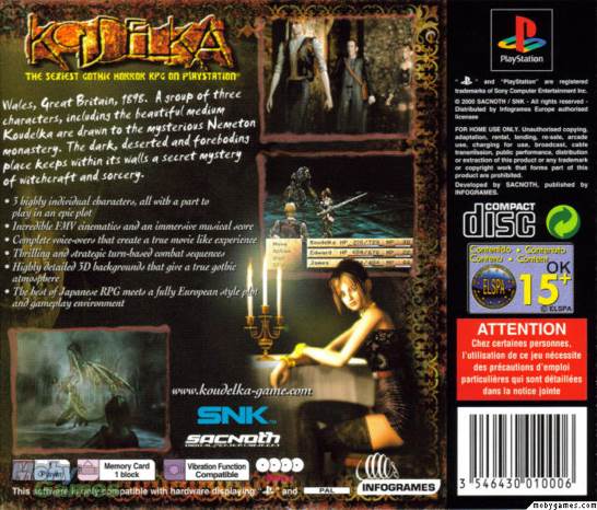 Koudelka - Sony PlayStation (Infogrames - Retro: PS1) video game collectible [Barcode 3546430009987] - Main Image 2