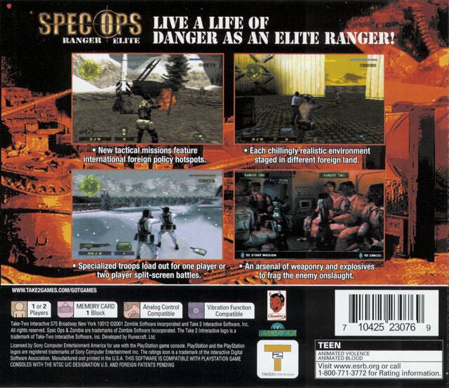 Spec Ops: Ranger Elite - Sony PlayStation (Take-Two Interactive - 2) video game collectible [Barcode 710425230769] - Main Image 2