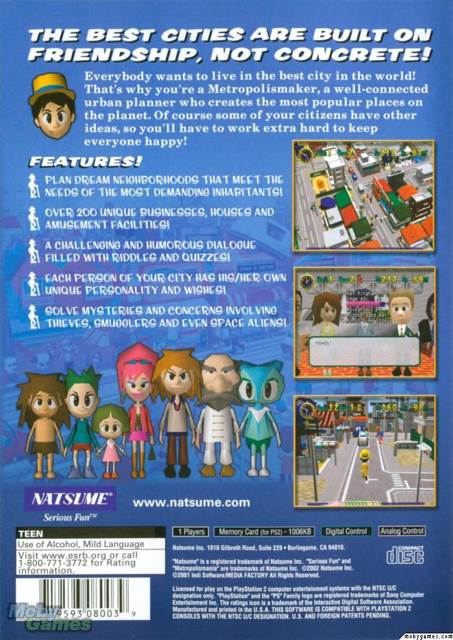 MetropolisMania - Sony PlayStation 2 (PS2) (Natsume - 1) video game collectible [Barcode 719593080039] - Main Image 2