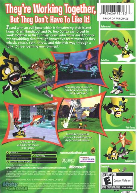 Crash: Twinsanity - Microsoft Xbox (Universal Interactive - 1) video game collectible [Barcode 3348542191983] - Main Image 2