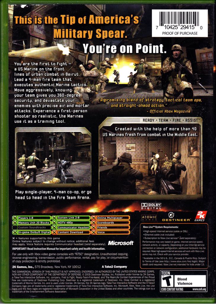 Close Combat: First to Fight - Microsoft Xbox video game collectible [Barcode 5026555241465] - Main Image 2